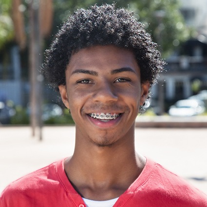 A teenage boy with braces
